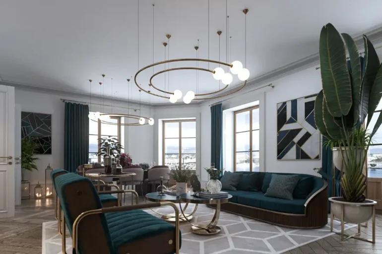 Art Deco living room interior in chennai