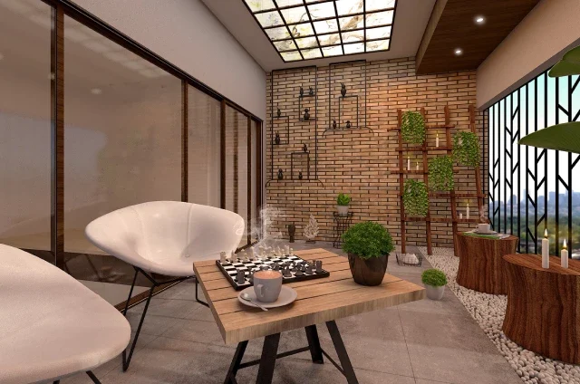 home interior designer in Chennai designed a sustainable balcony.