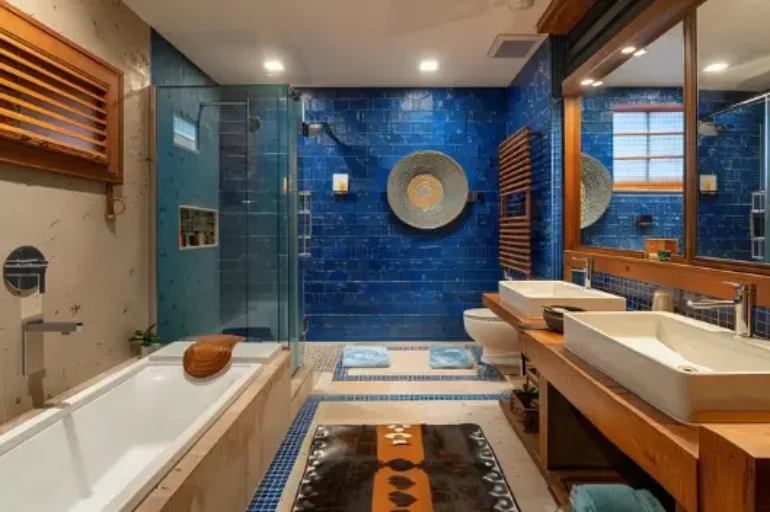 Eclectic bathroom interior