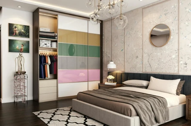 Best interior designer in Chennai designed a master bedroom design with space-saving storage.