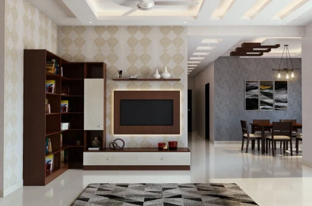 interior designer in Chennai with a living room and TV unit