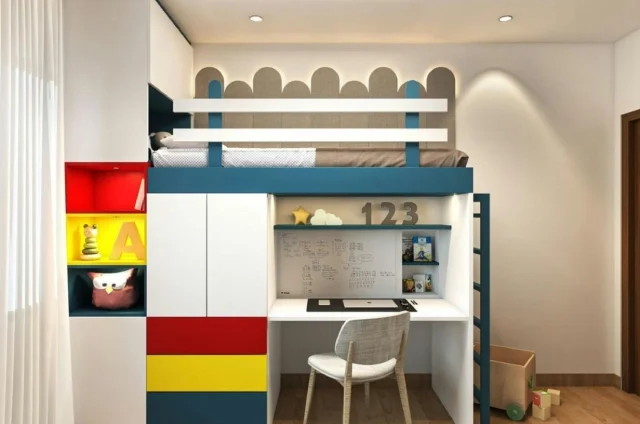 Interior designer in Chennai with a home office design and storage racks